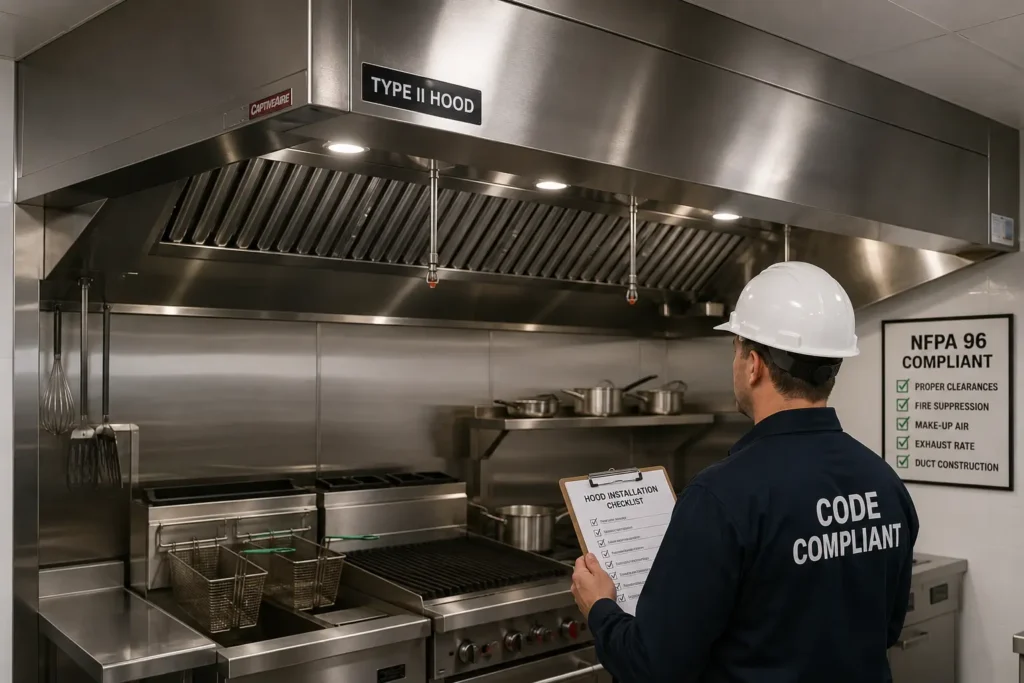 Commercial Type II Hood Installation That Passes Code